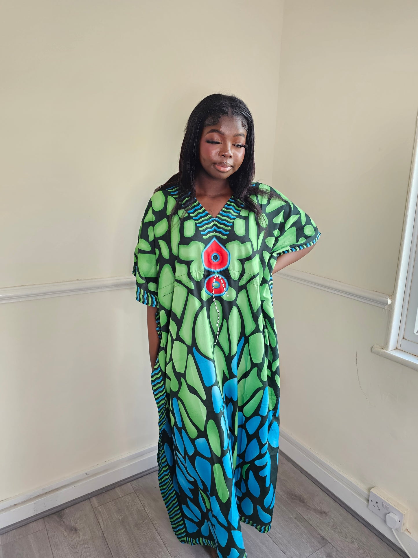 Boho Kaftan Dress with drawstring
