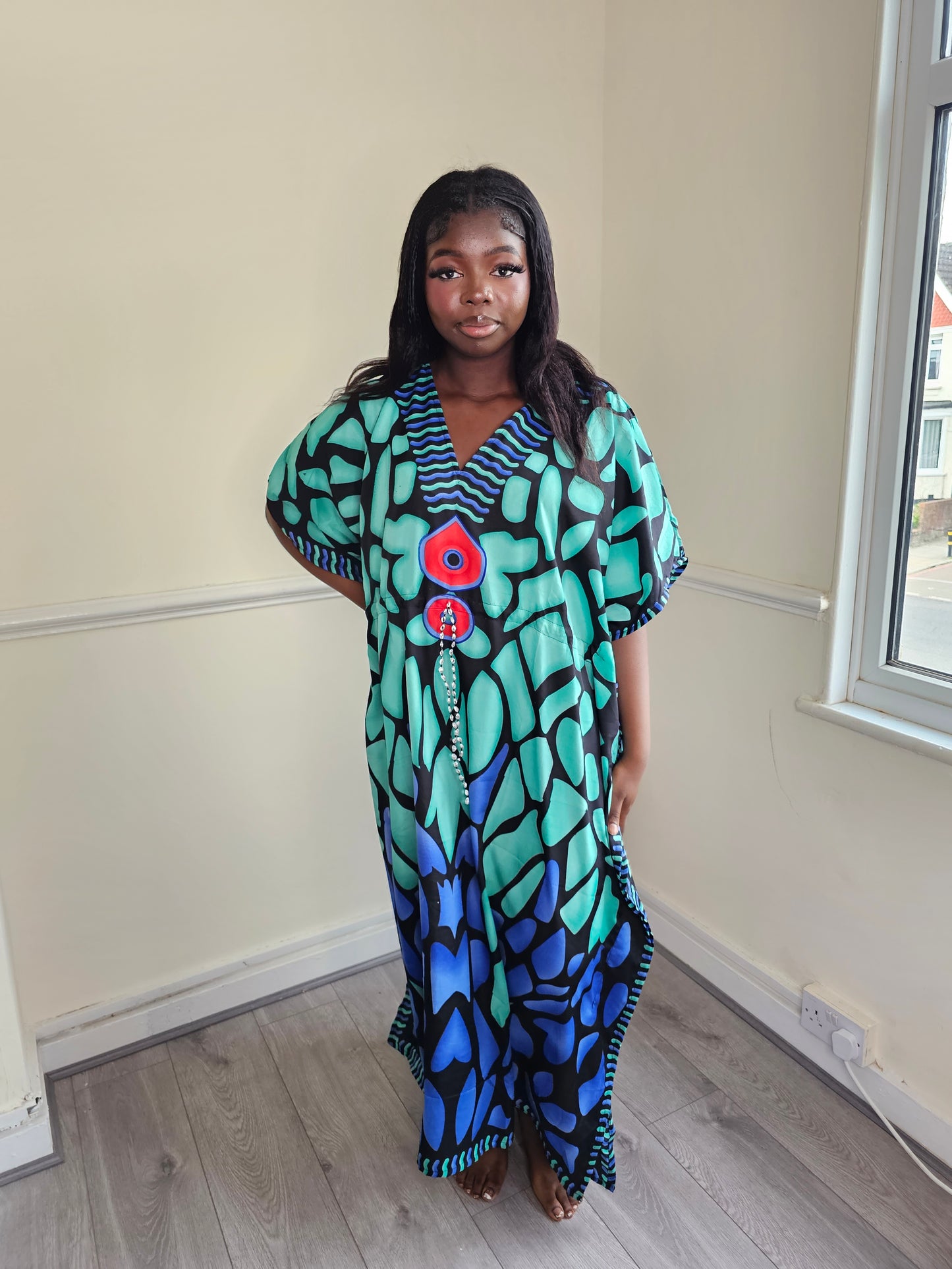 Boho Kaftan Dress with drawstring