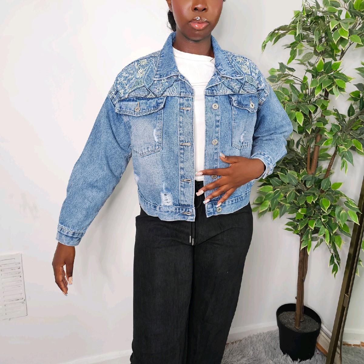100% Cotton Denim Sequined Denim Jacket