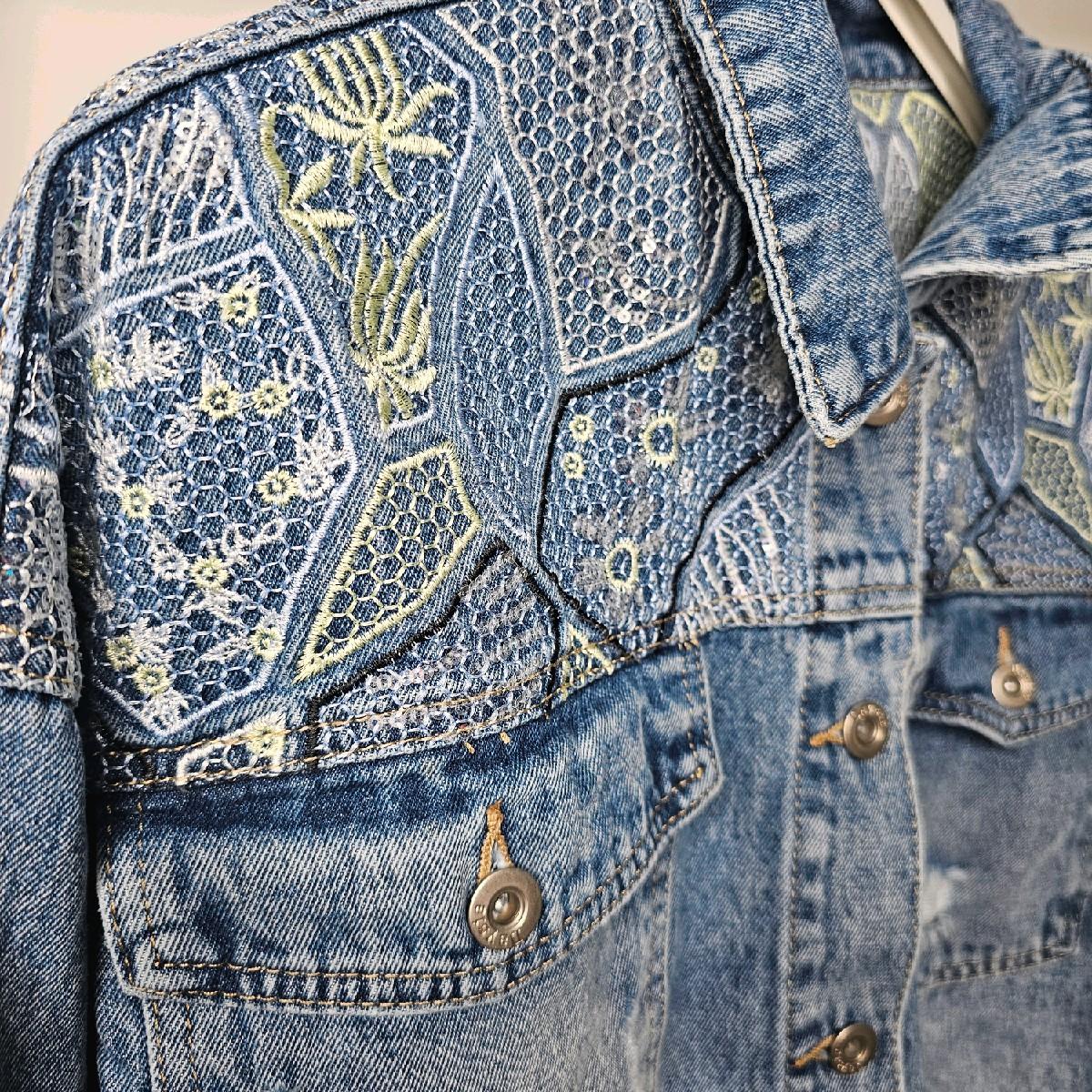 100% Cotton Denim Sequined Denim Jacket