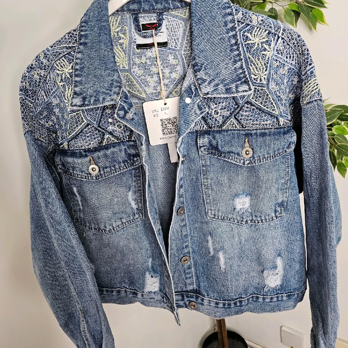 100% Cotton Denim Sequined Denim Jacket