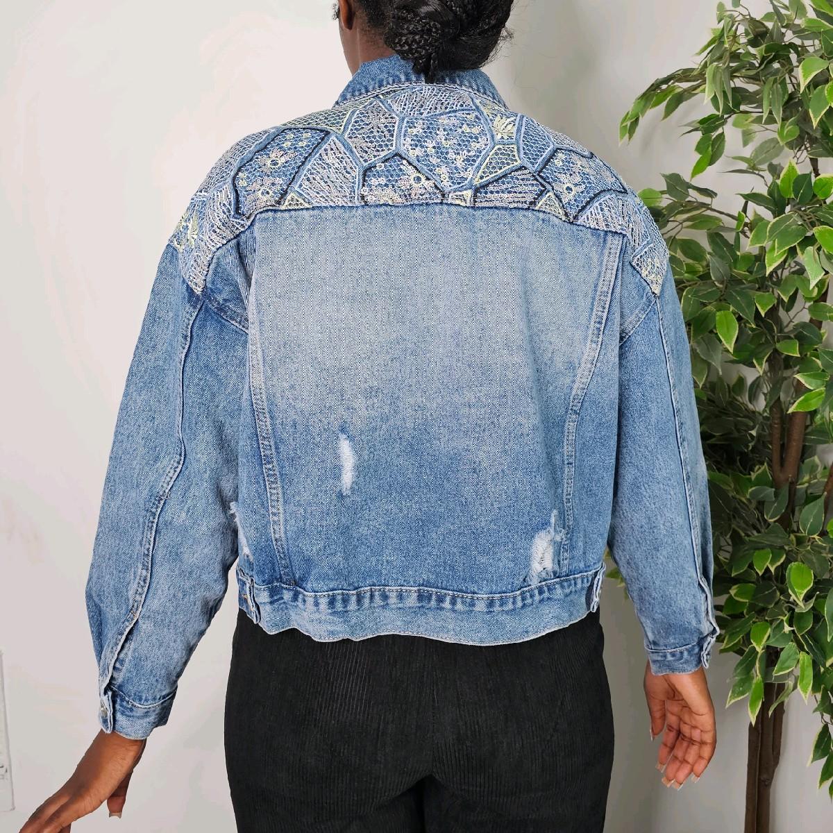 100% Cotton Denim Sequined Denim Jacket