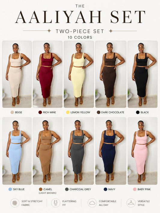 The Aaliya Two Piece Skirt and Top Set