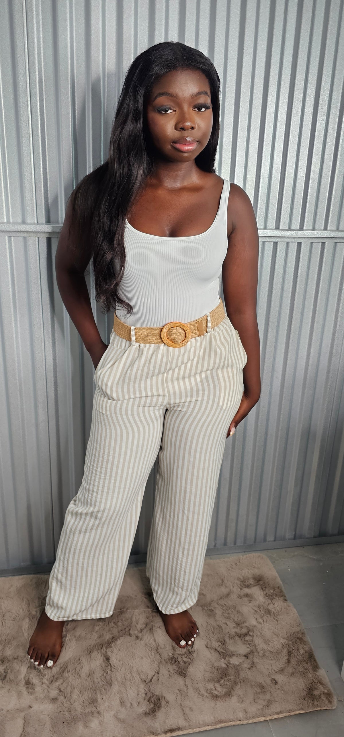 Santorini Stripped Wide Leg Trousers