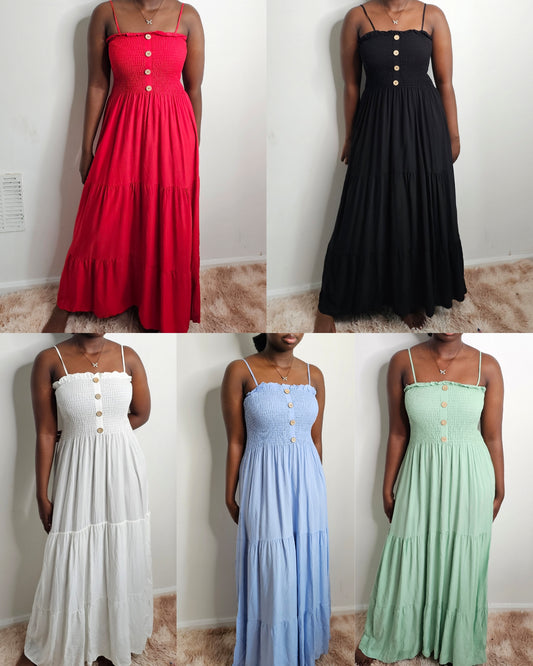 Women's Frill Trim Ruffle Hem Shirred Backless Cami Dress